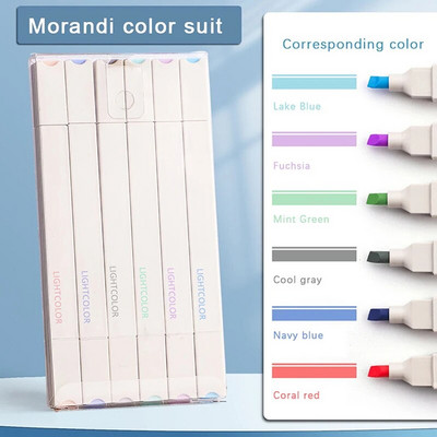 6 TK Highlighter Hele värvi Kawaii Markerid DIY Album Diary Toped Ended Highlighter Õpilaste Kirjatarbed Kooli kontoritarbed