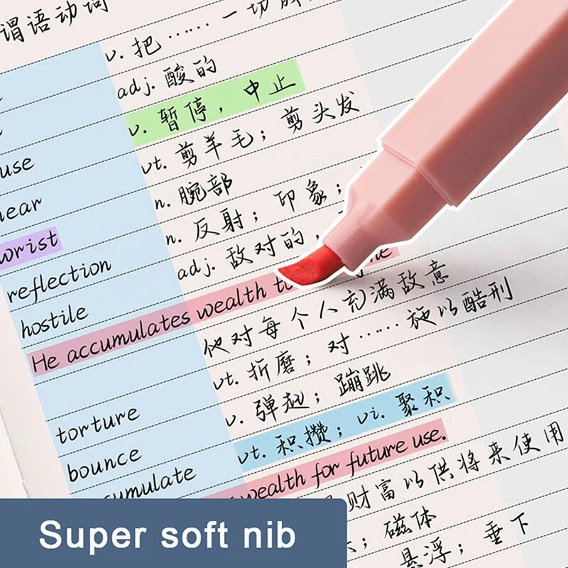 6 TK Highlighter Hele värvi Kawaii Markerid DIY Album Diary Toped Ended Highlighter Õpilaste Kirjatarbed Kooli kontoritarbed