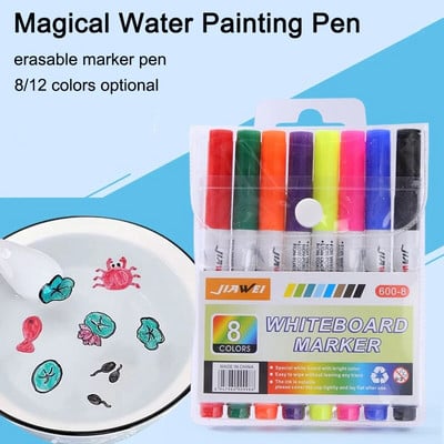 Pix magic pentru pictură cu apă Pixuri plutitoare cu apă, 4/8/12 culori, Markere de desen pentru copii, pentru educație timpurie, Marker magic pentru tablă albă