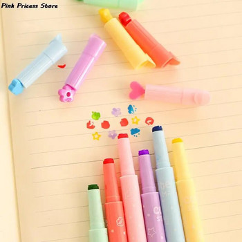 6 τεμάχια/Παρτίδα Cute Candy Color Hhlhters Μελάνες Stamp Pen Creative Marker Pen School Supplies Γραφείο Γραφική ύλη για παιδιά Δώρα