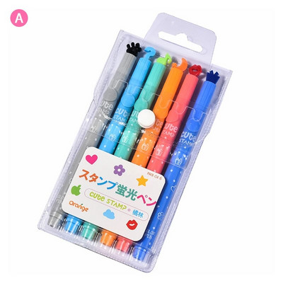 6Gb/partija Cute Candy Color Hhlhters Inks Zīmogu pildspalva Creative Marker Pildspalva skola Biroja piederumi Kancelejas preces bērniem Dāvanas