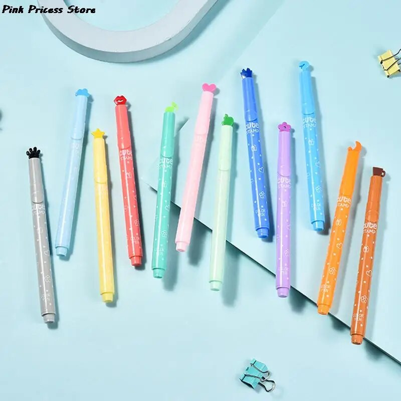 6Gb/partija Cute Candy Color Hhlhters Inks Zīmogu pildspalva Creative Marker Pildspalva skola Biroja piederumi Kancelejas preces bērniem Dāvanas