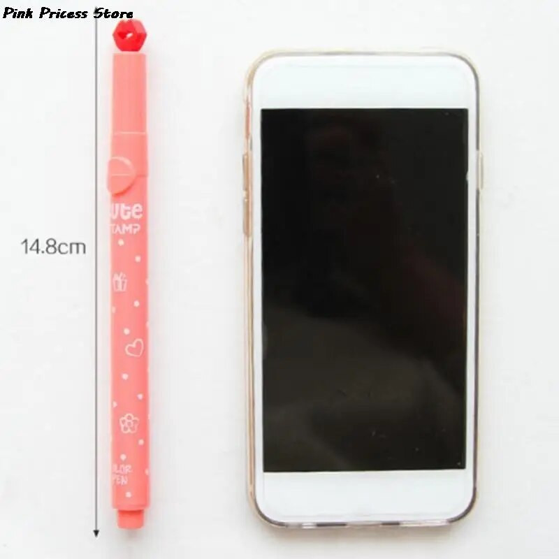 6Gb/partija Cute Candy Color Hhlhters Inks Zīmogu pildspalva Creative Marker Pildspalva skola Biroja piederumi Kancelejas preces bērniem Dāvanas