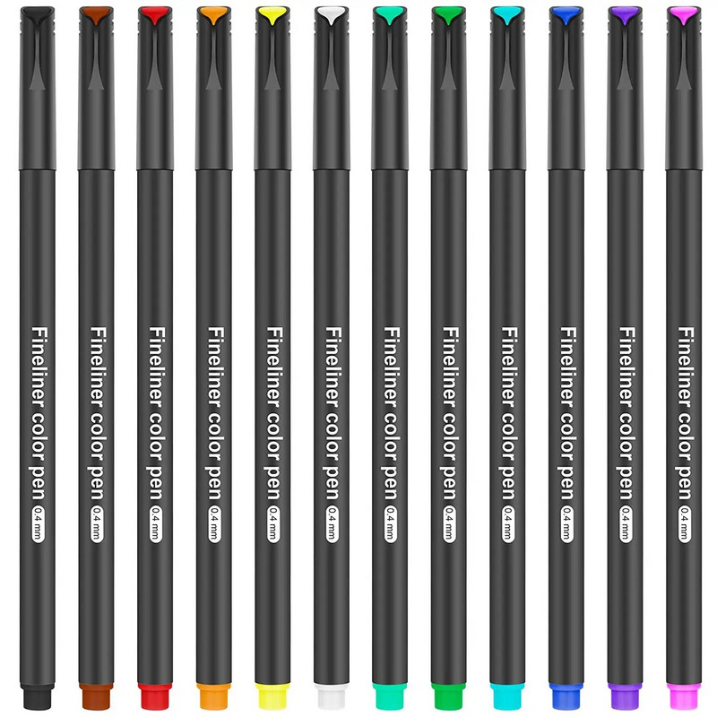 Ajakirja värvilised peeneteralised pliiatsid 12/24 tk peeneteraline pliiats kalendri märkimiseks Agenda Bullet Journaling Art Project