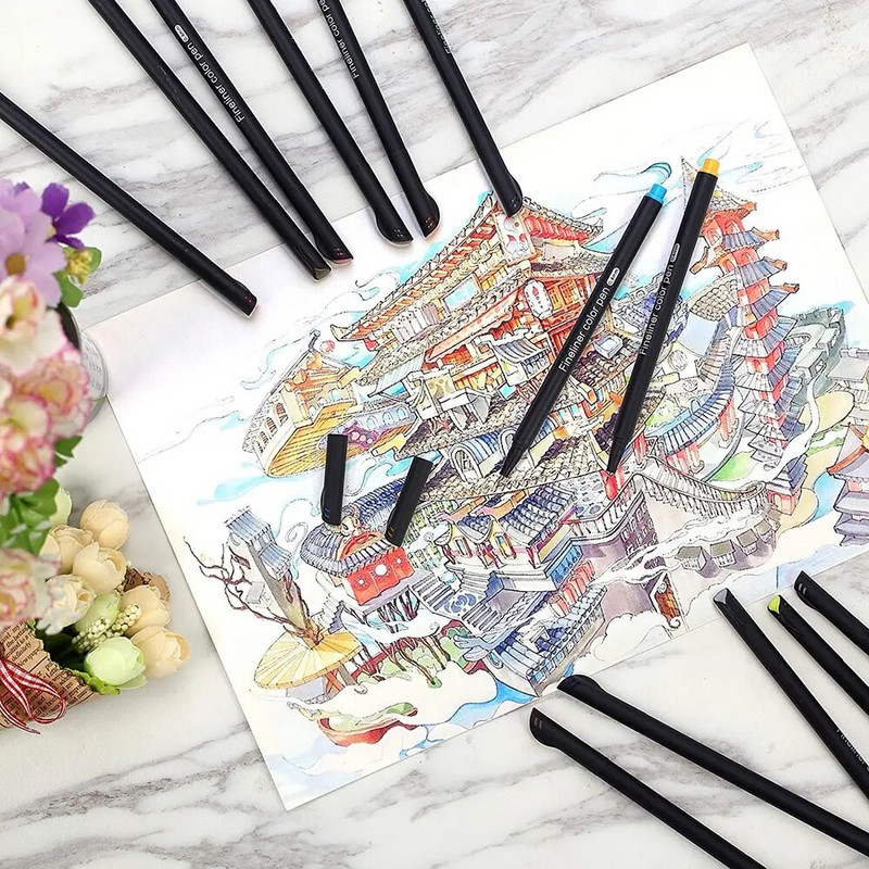 Ajakirja värvilised peeneteralised pliiatsid 12/24 tk peeneteraline pliiats kalendri märkimiseks Agenda Bullet Journaling Art Project