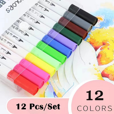 Kunstimarker Kahepealine konksuga pliiats, värviline pehme otsaga akvarellpliiats Kunstitarbed lastele kingituste maalimise komplekt Koolitarbed