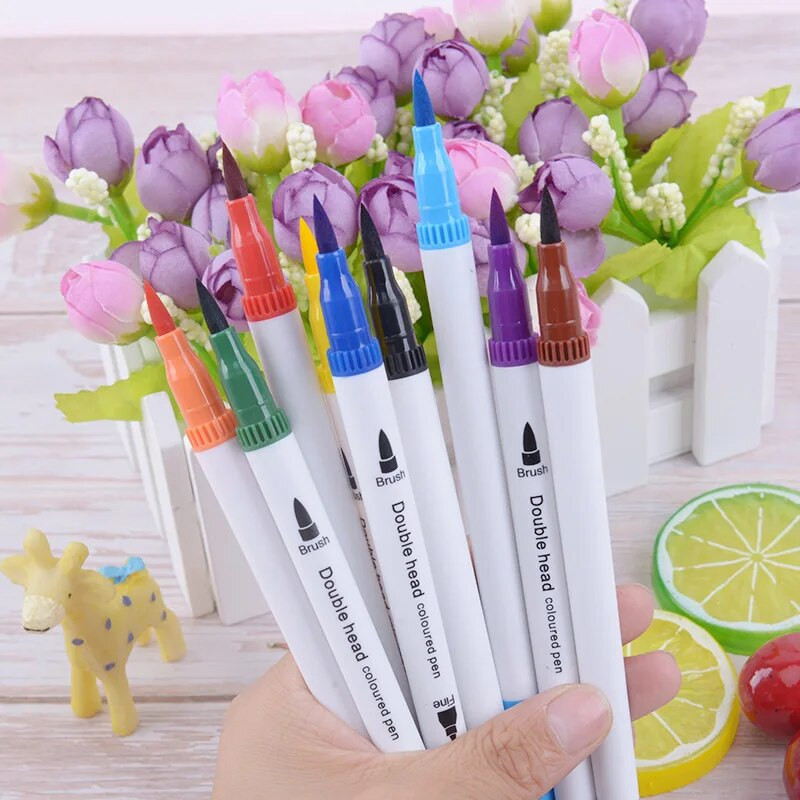 Kunstimarker Kahepealine konksuga pliiats, värviline pehme otsaga akvarellpliiats Kunstitarbed lastele kingituste maalimise komplekt Koolitarbed