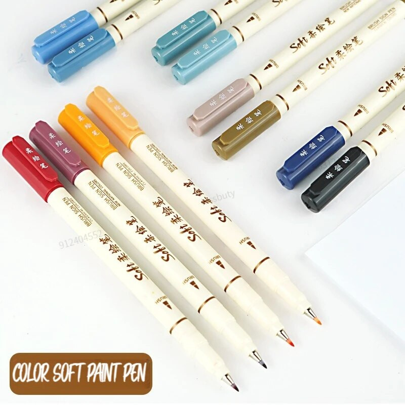 6 τμχ Νέος ρετρό έγχρωμος μαρκαδόρος σχεδίασης Σετ στυλό με μαλακό πινέλο Συμβουλή πρωτότυπου σχεδίου Καλλιγραφία γράμματα Ζωγραφική Τέχνη Χαρτικά