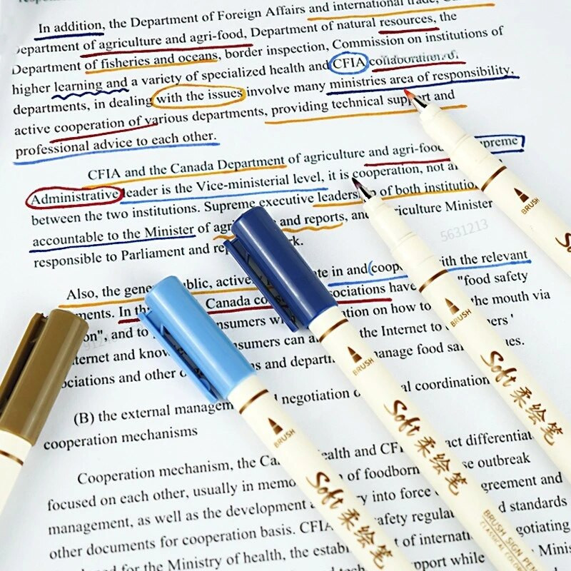 6 τμχ Νέος ρετρό έγχρωμος μαρκαδόρος σχεδίασης Σετ στυλό με μαλακό πινέλο Συμβουλή πρωτότυπου σχεδίου Καλλιγραφία γράμματα Ζωγραφική Τέχνη Χαρτικά