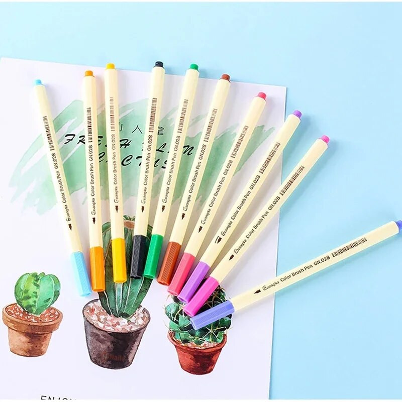 10 τμχ Σετ μαρκαδόροι χρώματος μαρκαδόρου μαλακό πινέλο για σχέδιο πινέλο με γράμματα Καλλιγραφία Ζωγραφική Σχολή DIY Art Supplies Brushpen