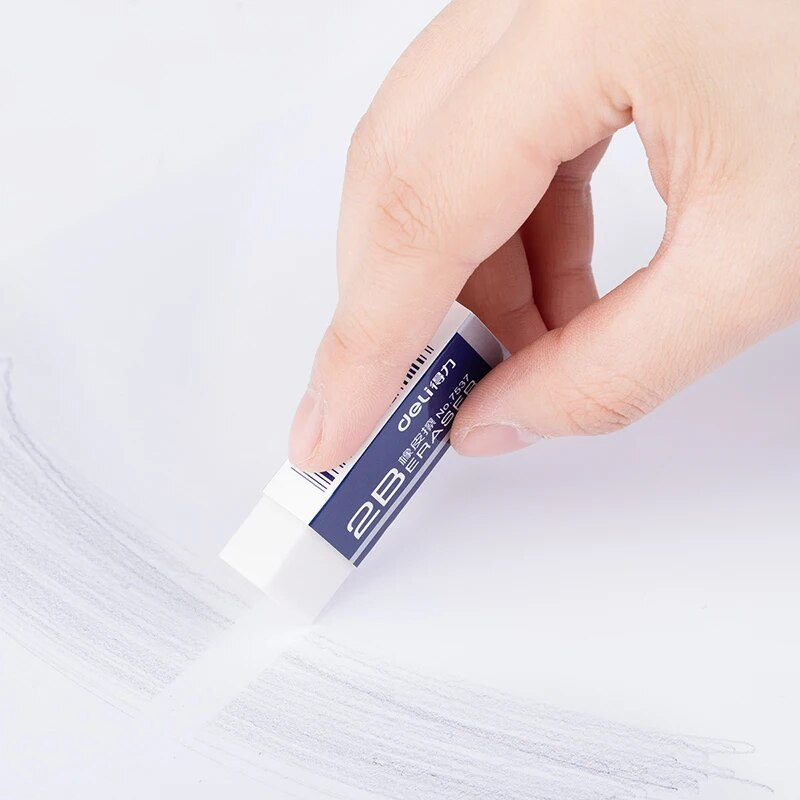 DELI White Rubber Eraser 2PCS/LOT 2B Exam Μολύβι Γόμες Μαθητικής Διόρθωσης Σχολικά Χαρτικά