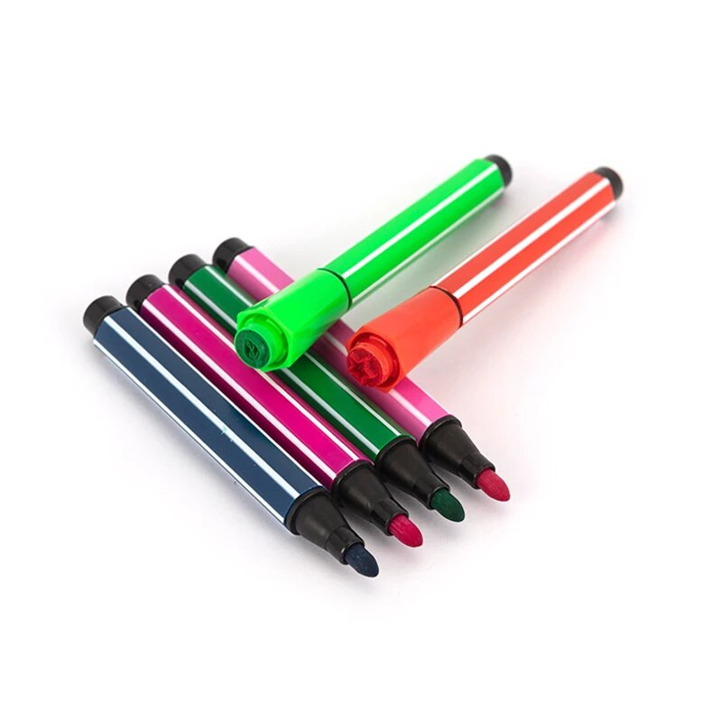 12 Έγχρωμο στυλό Έγχρωμη σφραγίδα Σφραγίδα με ακουαρέλα Πινέλο ζωγραφικής Σετ έγχρωμων μαρκαδόρων για παιδιά