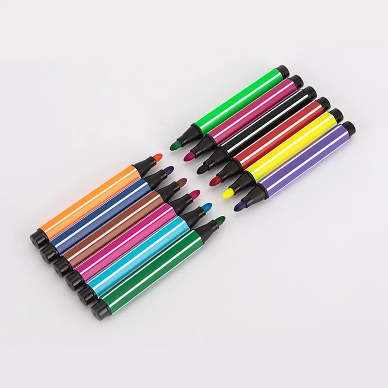 12 Έγχρωμο στυλό Έγχρωμη σφραγίδα Σφραγίδα με ακουαρέλα Πινέλο ζωγραφικής Σετ έγχρωμων μαρκαδόρων για παιδιά