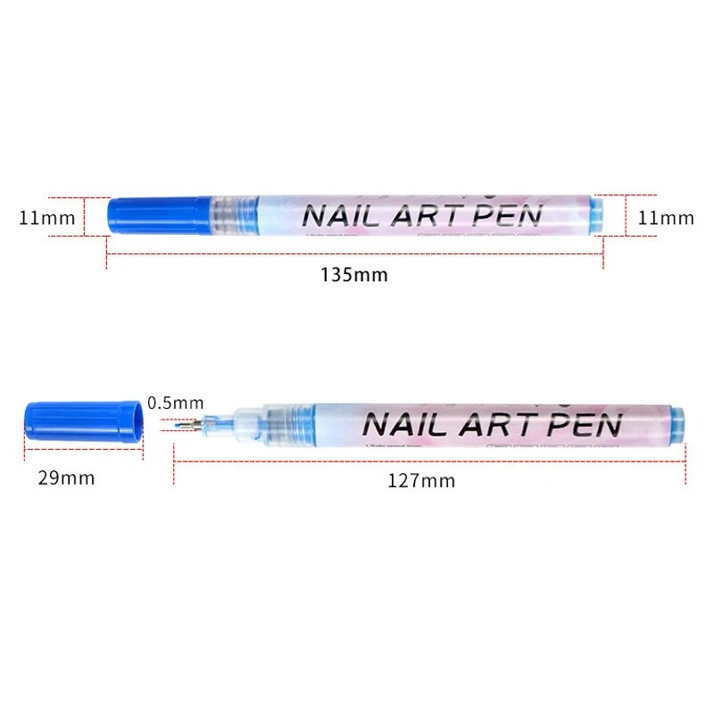 Kūrybingas 0,5 mm spalvingas visos adatos vamzdelio antgalis akrilo pigmento nagų tobulinimo žymeklis Vandens pigmentas „pasidaryk pats“ nagų dailės tapyba