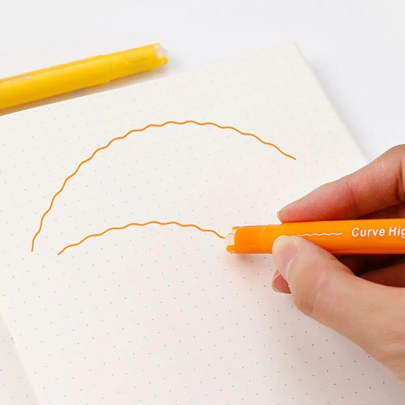 8 τεμ. Αστεία Διπλή γραμμή Μοτίβο Μαρκαδόρου Περιγράμματος Μαρκαδόρου Χεριού Αντιγραφή Λογαριασμού Πολύχρωμο στυλό Curve Quick Dry Mark Notes Highlighter