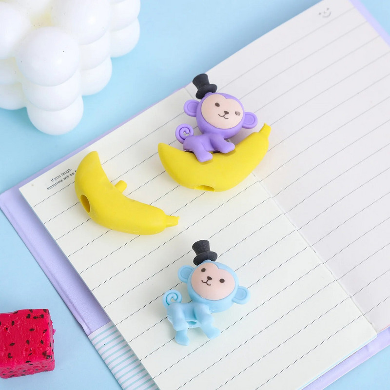 Γόμα από καουτσούκ 4 τεμαχίων Cartoon Cute Monkey Banana Rubber Eraser Novelty επιστολόχαρτο