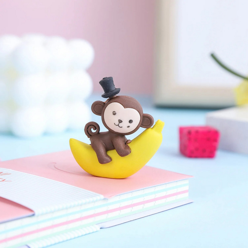 Γόμα από καουτσούκ 4 τεμαχίων Cartoon Cute Monkey Banana Rubber Eraser Novelty επιστολόχαρτο