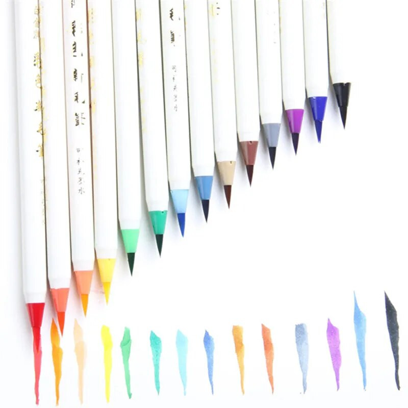 1 gab. Mīksta ota, kaligrāfijas pildspalva, akvareļu marķieris, otiņa, smalkais marķieris, karikatūras dizaina skice manga grafiskais zīmējums