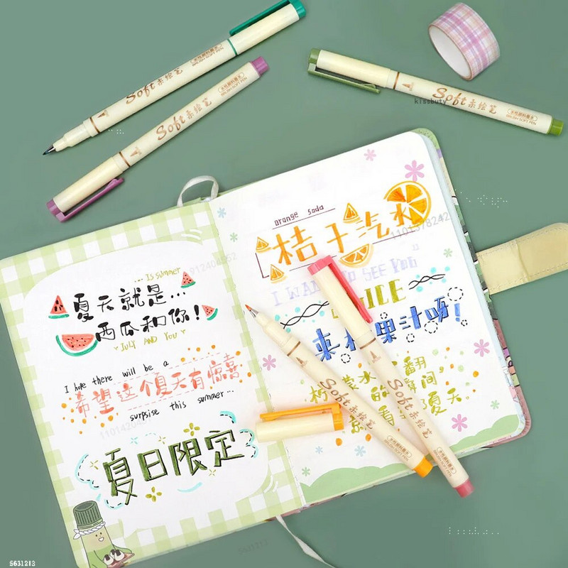 3gab/komplekts Four Seasons Mīkstas otas gleznošanas pildspalva ar burtiem kaligrāfijas prakse Retro mākslas marķieru pildspalvu komplekts zīmēšanas mākslas kancelejas preces