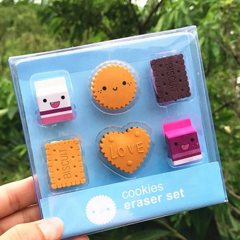 6 τμχ/συσκευασία ΝΕΑ Kawaii Cartoon Boxed Milk Biscuit Eraser Χαριτωμένα επιστολόχαρτα Σχολικά Μαθητικές Προμήθειες Υλικό για πάρτι