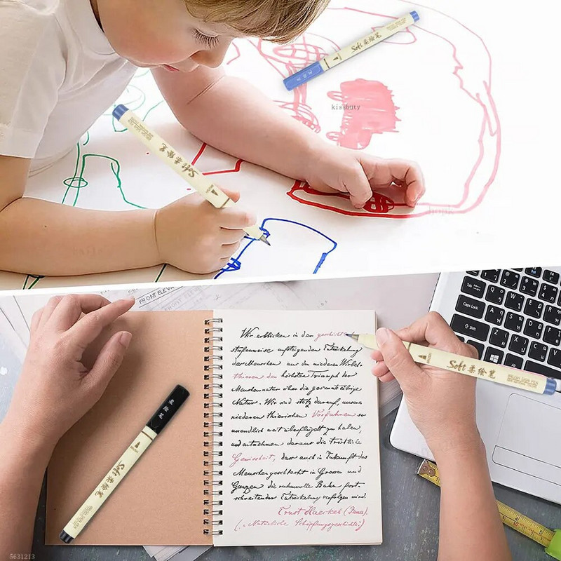 6gab jauni retro krāsu burti gleznošanas mākslas marķieru pildspalvu komplekts mīksts otas uzgalis smalkas līnijas kaligrāfijas dizains zīmēšanas mākslas kancelejas preces