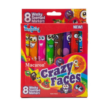 8 цвята/комплект Миещи се маркери Macaron Wacky Ароматизирани маркери Мек връх Плодов аромат Защита на очите Писалка за ключове Маркер Консумативи за писане