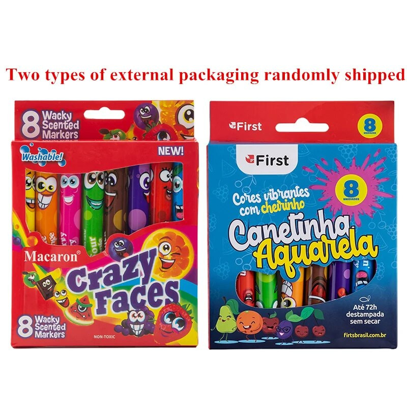 8 spalvų / rinkinys Plaunami Macaron Wacky kvapnūs žymekliai, minkšti, vaisių aromato, akių apsaugos raktų žymekliai, rašymo reikmenys