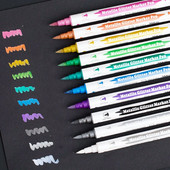 Metāliskas marķieru pildspalvas ar diviem uzgaļiem, zelta metāla pastāvīgie marķieri mākslinieku ilustrācijām, amatniecība, dāvanu karšu izgatavošana, albums