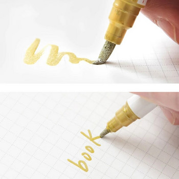 Метални химикалки с двоен връх, перманентни златни метални маркери за художествени илюстрации, занаяти, изработка на картички за подаръци, скрапбукинг