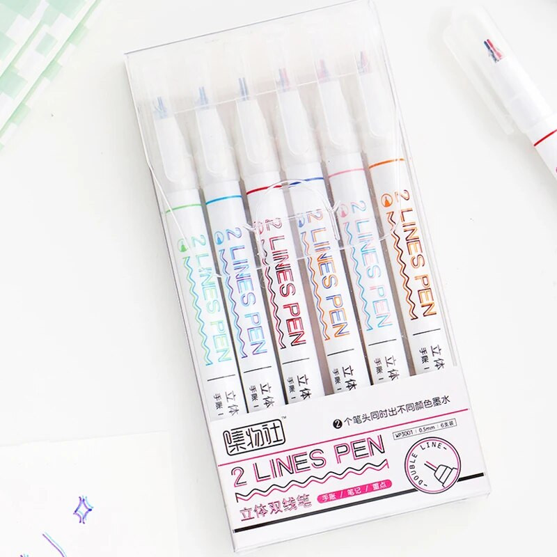 3-D kahejoonelised joonistuspliiatsid, kahejoonelised kontuuripliiatsid, vooderduspliiatsid joonistamiseks