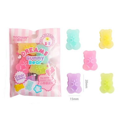 5-10 τμχ Ζελέ Color Erasers Kawaii Bear Γόμες μολυβιού για παιδιά Εργαλείο γραφής Κορεατικά σχολικά είδη γραφείου