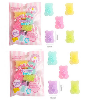 5-10 τμχ Ζελέ Color Erasers Kawaii Bear Γόμες μολυβιού για παιδιά Εργαλείο γραφής Κορεατικά σχολικά είδη γραφείου