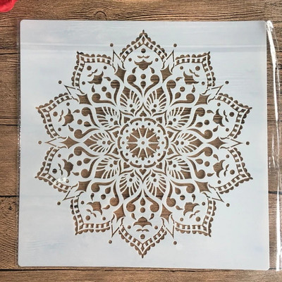 30 * 30 cm izmēra diy craft mandalas veidne trafaretu krāsošanai apzīmogots fotoalbums reljefs papīra kartīte uz koka, auduma, sienas