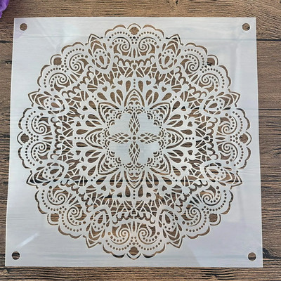 30 * 30 cm izmēra diy craft mandalas veidne trafaretu krāsošanai apzīmogots fotoalbums reljefs papīra kartīte uz koka, auduma, sienas