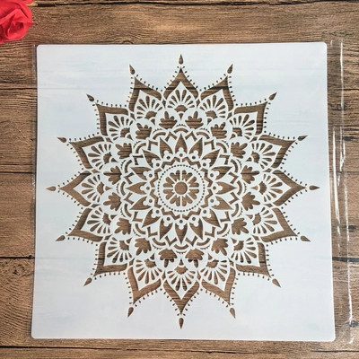 30 * 30 cm izmēra diy craft mandalas veidne trafaretu krāsošanai apzīmogots fotoalbums reljefs papīra kartīte uz koka, auduma, sienas