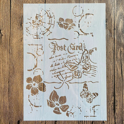 A4 29 * 21 cm DIY trafareti sienu gleznojums albums Krāsošana reljefs albums dekoratīvs papīra karšu veidne, sienas dzīvnieks tauriņš