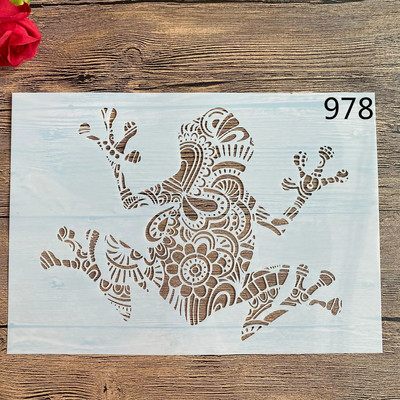 A4 29 * 21 cm DIY trafareti sienu gleznojums albums Krāsošana reljefs albums dekoratīvs papīra karšu veidne, sienas dzīvnieks tauriņš