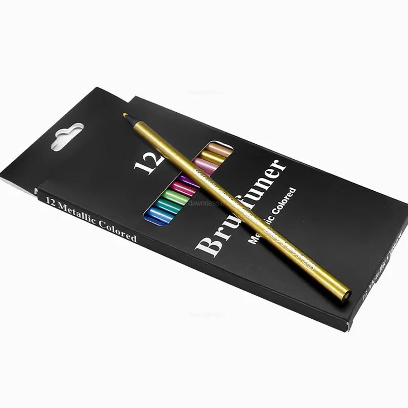12 krāsu metāliski krāsaini zīmuļi zīmēšanas skicēšanas komplekts krāsojamie krāsu zīmuļi, profesionālie mākslas piederumi māksliniekam