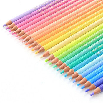 Brutfuner Macaron 24 Χρώματα Ζωηρά παστέλ χρωματιστά μολύβια Σετ μολυβιών από μαλακό ξύλο για ενήλικες μαθητής σχολείου Σκίτσο Παιδικά δώρα
