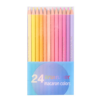 Brutfuner Macaron 24 Χρώματα Ζωηρά παστέλ χρωματιστά μολύβια Σετ μολυβιών από μαλακό ξύλο για ενήλικες μαθητής σχολείου Σκίτσο Παιδικά δώρα