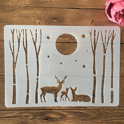 A4 29 cm Mjesec Meteori Zvijezde Životinje DIY Šablone za slojeve Zidne slike Spomenar Bojanje Album za utiskivanje Ukrasni predložak