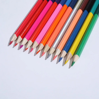 12 бр. Цветни моливи Двуглави 24-цветни цветни моливи Дървени цветни моливи за рисуване Канцеларски материали Ученически пособия