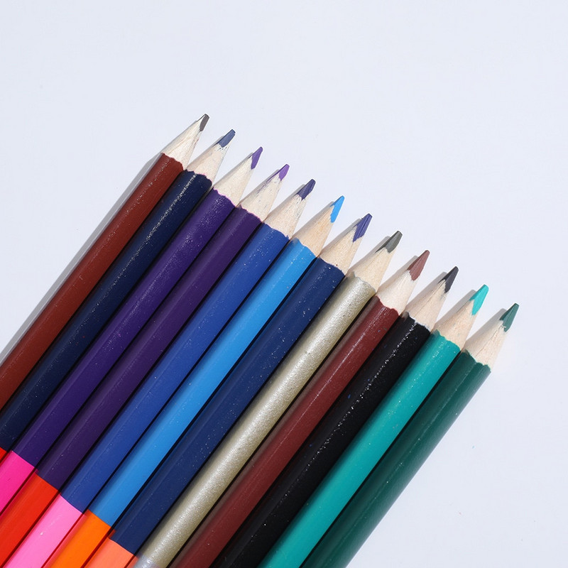12Pcs Olovke u boji dvoglave Olovke u boji u 24 boje Drvene olovke u boji za crtanje Pribor za učenike Školski pribor