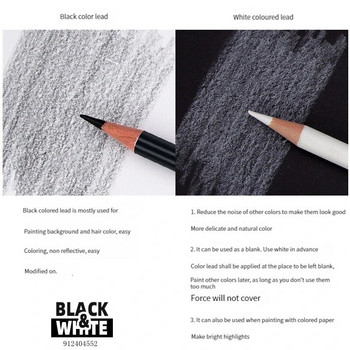 2/12 τμχ Μαύρα άσπρα έγχρωμα μολύβια - Μολύβι ζωγραφικής μόνιμου χρώματος Ξύλινα χρωματιστά μολύβια με βάση το λάδι για καλλιτέχνες και αρχάριους