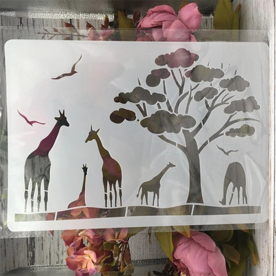 A4 29cm Elephant Wild Africa Διακοσμητικό πρότυπο άλμπουμ με ανάγλυφο DIY Στένσιλ ζωγραφικής τοίχων