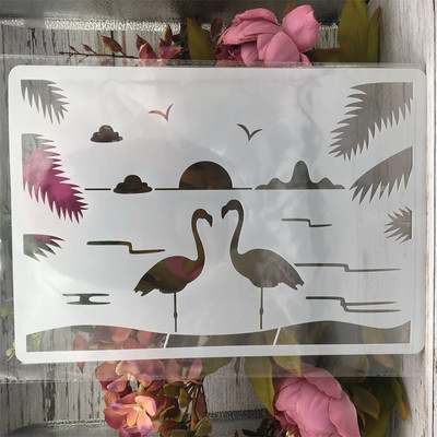 A4 29cm Elephant Wild Africa Διακοσμητικό πρότυπο άλμπουμ με ανάγλυφο DIY Στένσιλ ζωγραφικής τοίχων