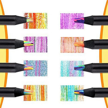 8Pcs Rainbow Pencils, цветни моливи за възрастни, 8 цвята многоцветни моливи за арт пособия за рисуване, оцветяване, скициране