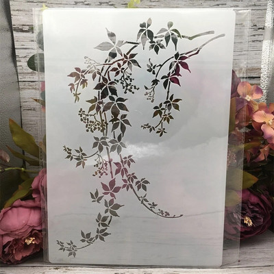 A4 29 cm kļavas lapas zars DIY slāņošanas trafareti sienu gleznojums albums Krāsošana reljefs albums dekoratīvā veidne