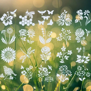 Нова креативна ферма Шаблон за рисуване на цветя и трева Пеперуда Птица Допълнителен кух шаблон SnowDrawing Консумативи за рисуване Подарък