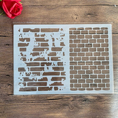 A4 veličina Šablon za dizajn za zidne slike Album za marke, ukrasni reljefni papir, DIY, četvrtaste šablone od cigle
